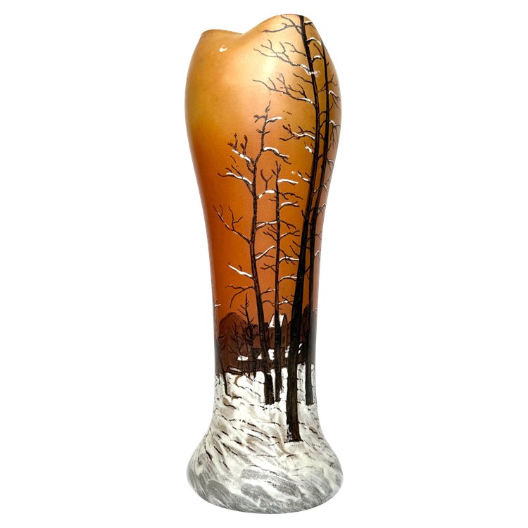 Legras vase snowy landscape decor