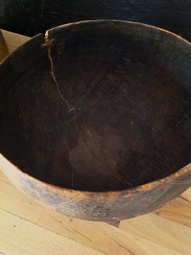 Set of two large wooden dishes or gourds, Niger.