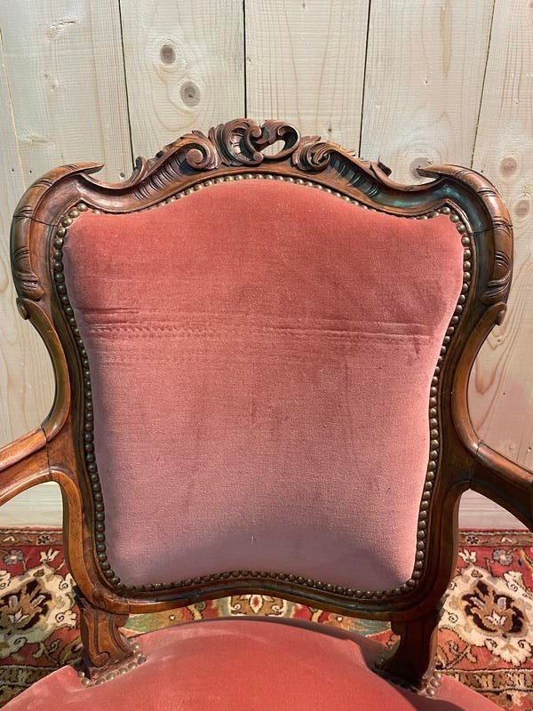 Wandelbarer Sessel im Louis XV-Stil aus rosa Samt