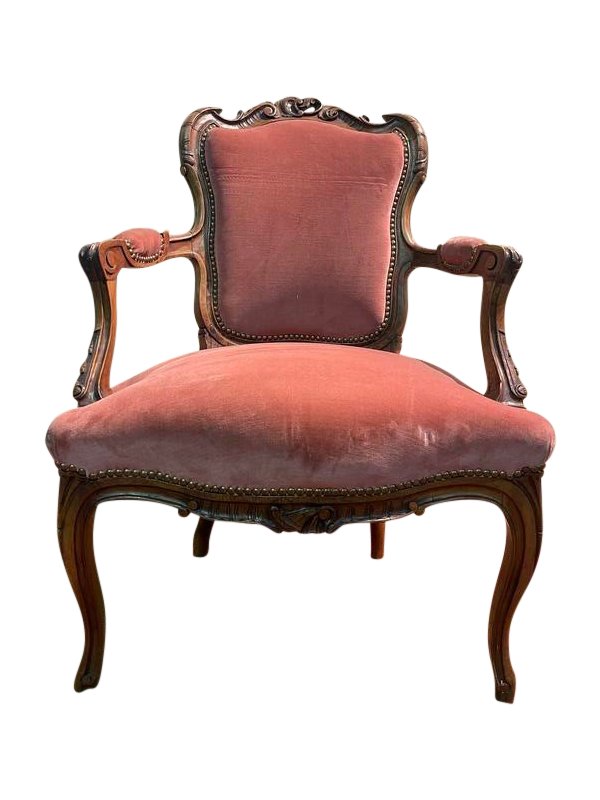 Wandelbarer Sessel im Louis XV-Stil aus rosa Samt