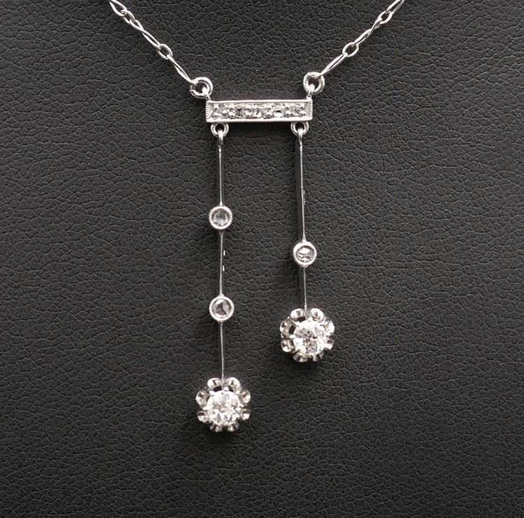 Diamond Negligee Necklace, Platinum.