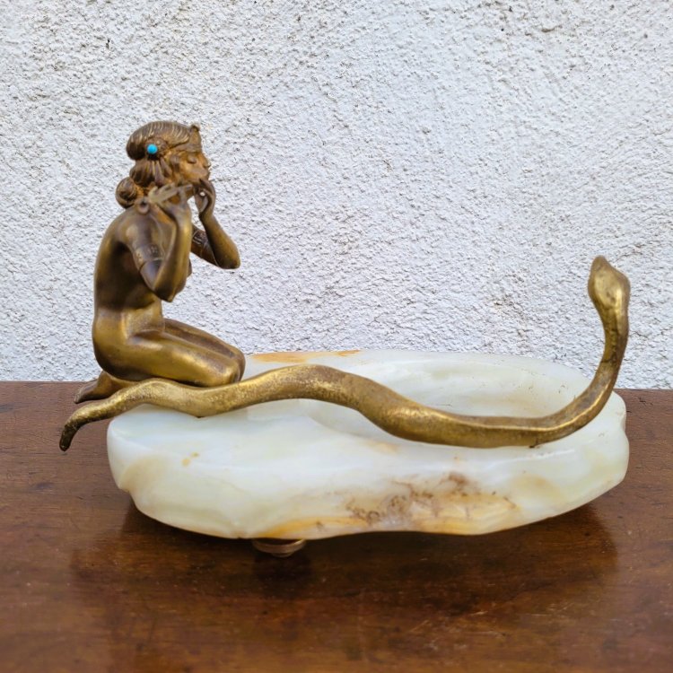 Incantatore di serpenti, Nel gusto di Preiss, Bronzo, Art Déco, XX secolo