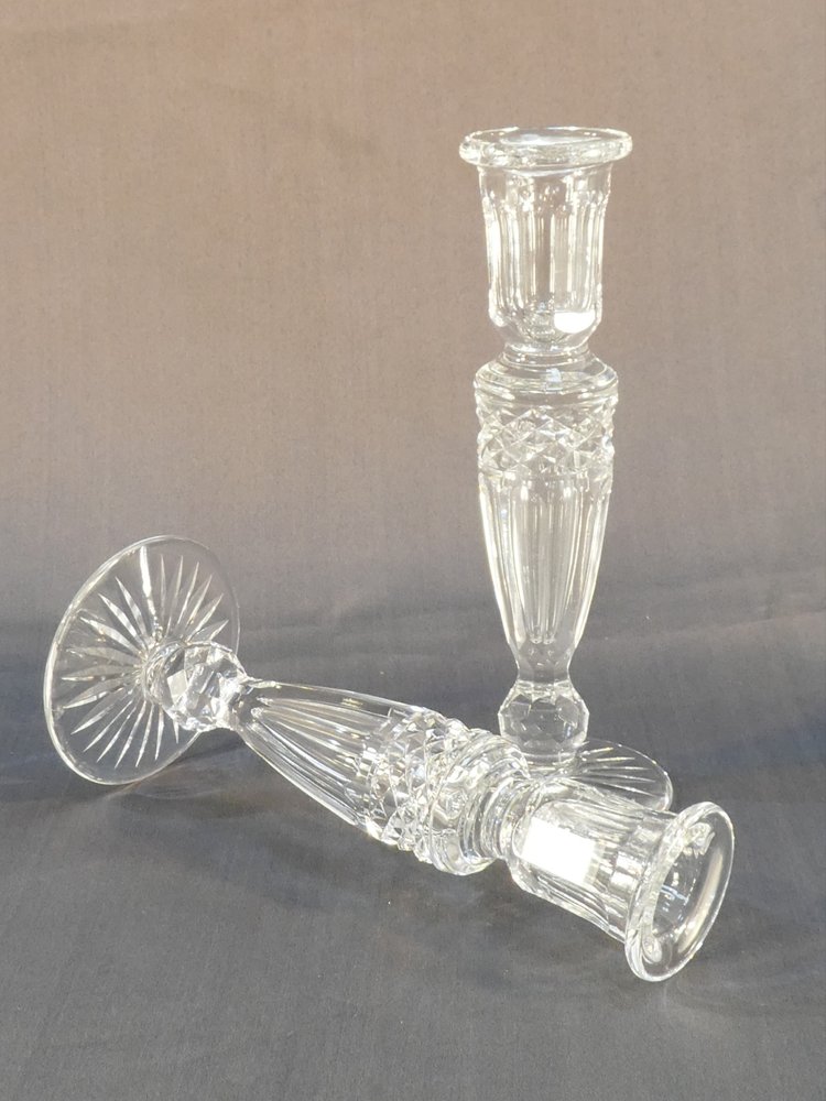 Pair of cut crystal candlesticks