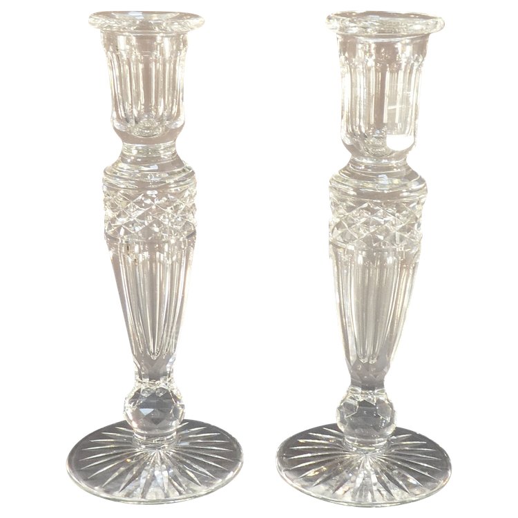 Pair of cut crystal candlesticks