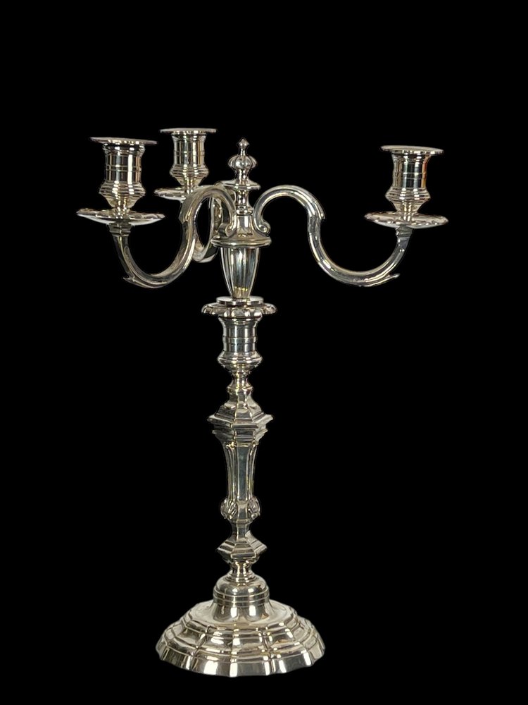 GRANDE CANDELABRA IN BRONZO ARGENTO DEL XIX STILE REGENCY "ORAFO A.MOURIER"