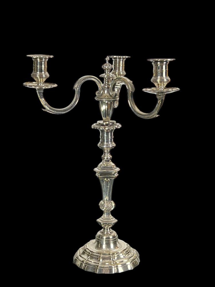 GRANDE CANDELABRA IN BRONZO ARGENTO DEL XIX STILE REGENCY "ORAFO A.MOURIER"