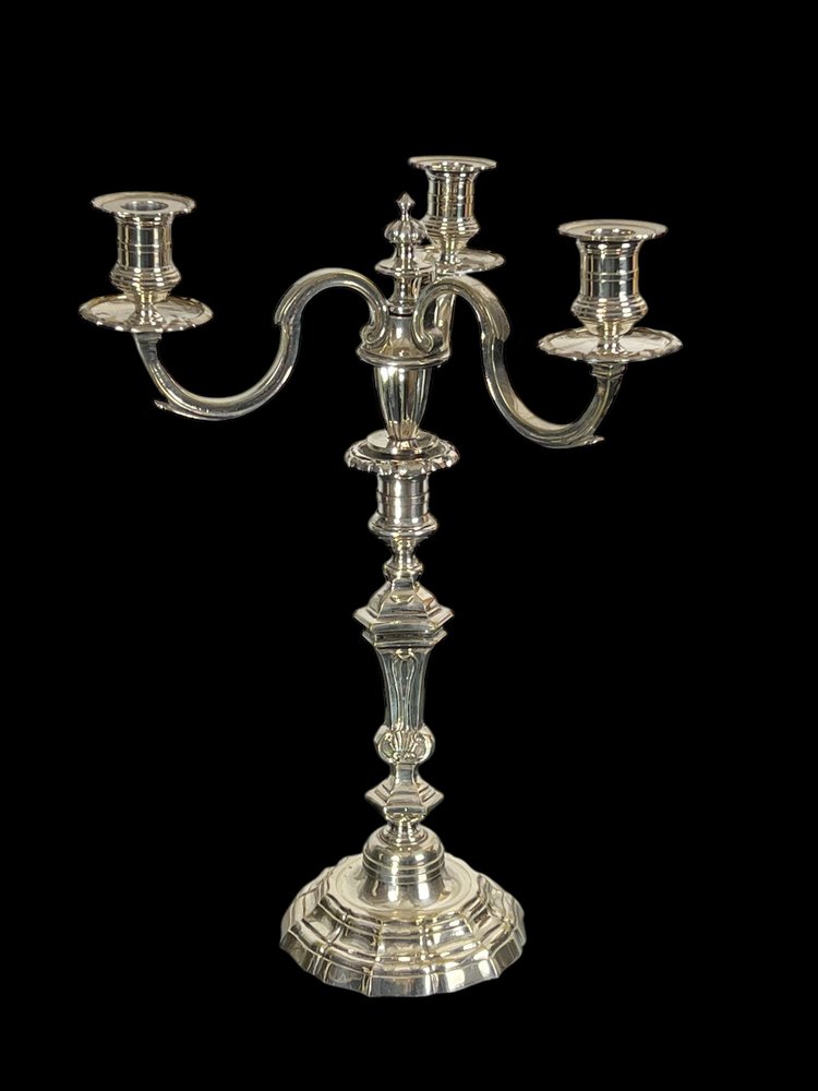 GRANDE CANDELABRA IN BRONZO ARGENTO DEL XIX STILE REGENCY "ORAFO A.MOURIER"