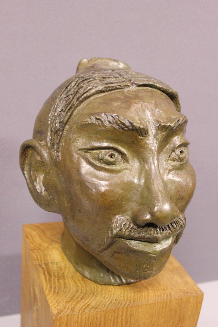 Terre Cuite Original Figurant Une Tête d'Asiatique Vers 1900