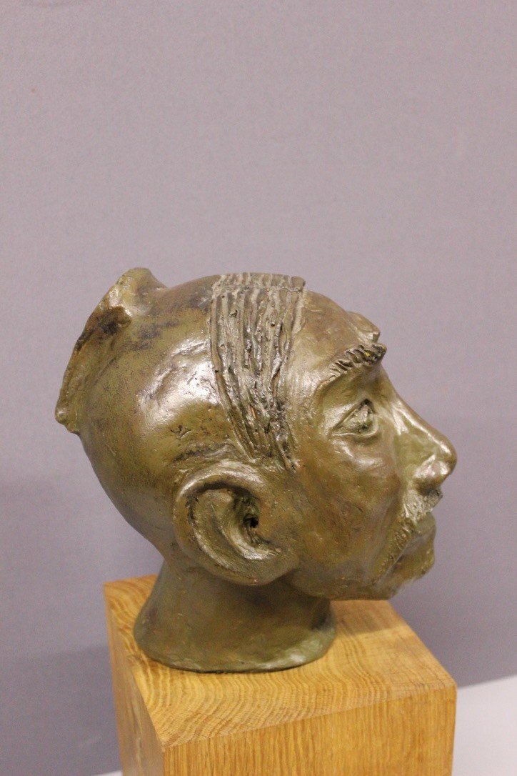 Terre Cuite Original Figurant Une Tête d'Asiatique Vers 1900