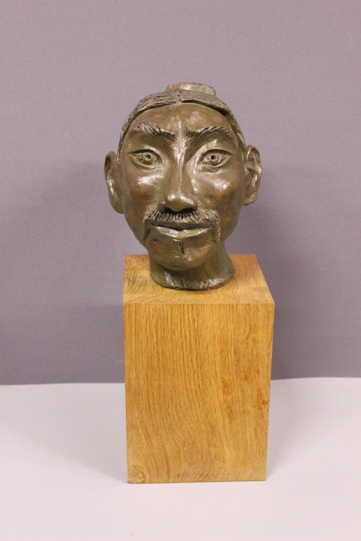 Terre Cuite Original Figurant Une Tête d'Asiatique Vers 1900