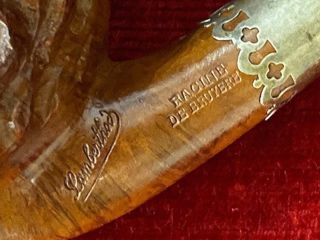 Pipe in briar root carved with the face of Guillaume TELL signed LAMBERTHOD