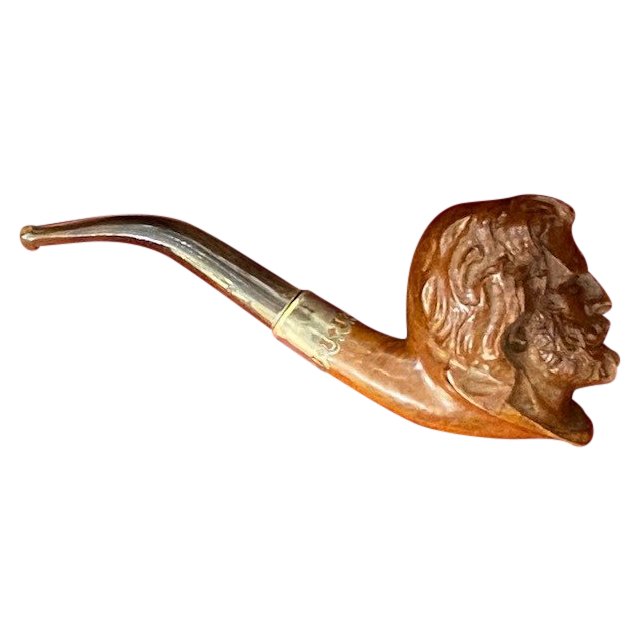 Pipe in briar root carved with the face of Guillaume TELL signed LAMBERTHOD