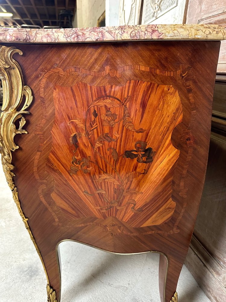 Louis XV style marquetry chest of drawers 20th century