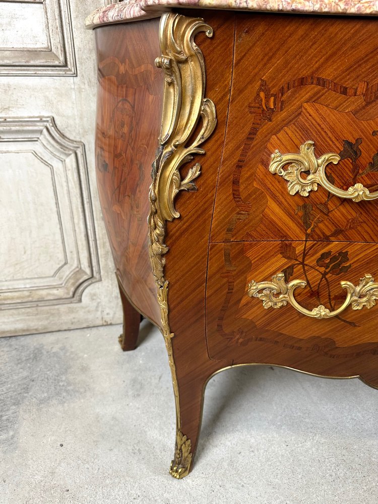 Louis XV style marquetry chest of drawers 20th century