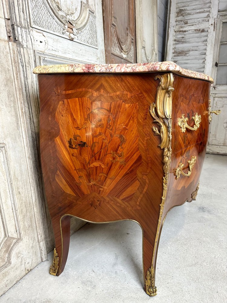 Louis XV style marquetry chest of drawers 20th century