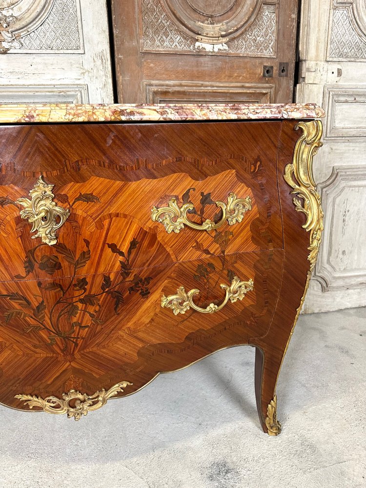 Louis XV style marquetry chest of drawers 20th century