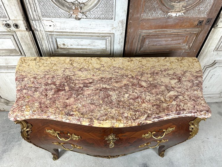 Louis XV style marquetry chest of drawers 20th century