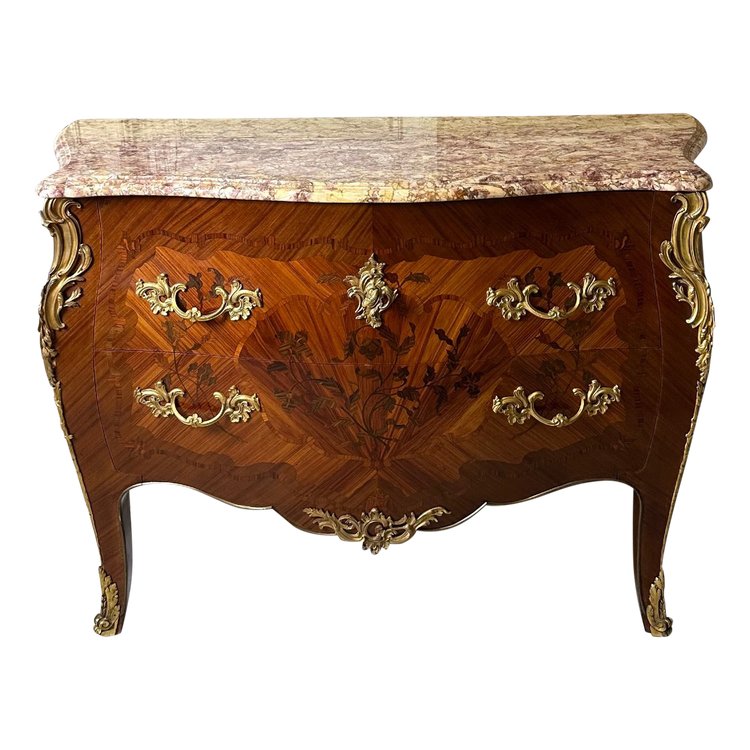 Louis XV style marquetry chest of drawers 20th century