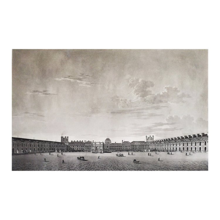 Paris Carrousel Louvre Tuileries Engraving By Damane Demartrais 19th Century Old Print