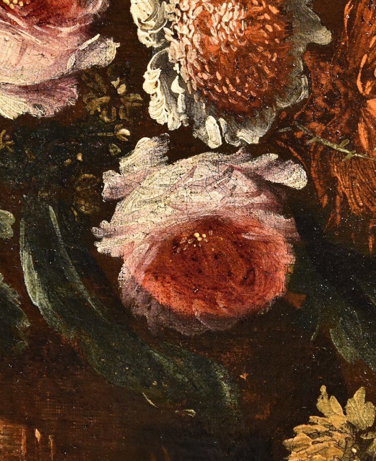 Andrea Scacciati (florence 1642-1710)  Composition Of Flowers Within Embossed Vase  (1 Of 3)