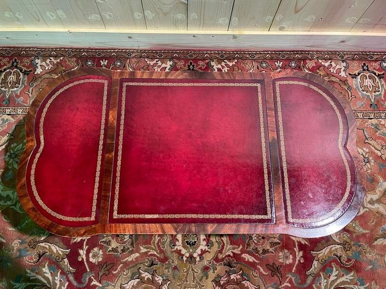 English style coffee table with red leather top