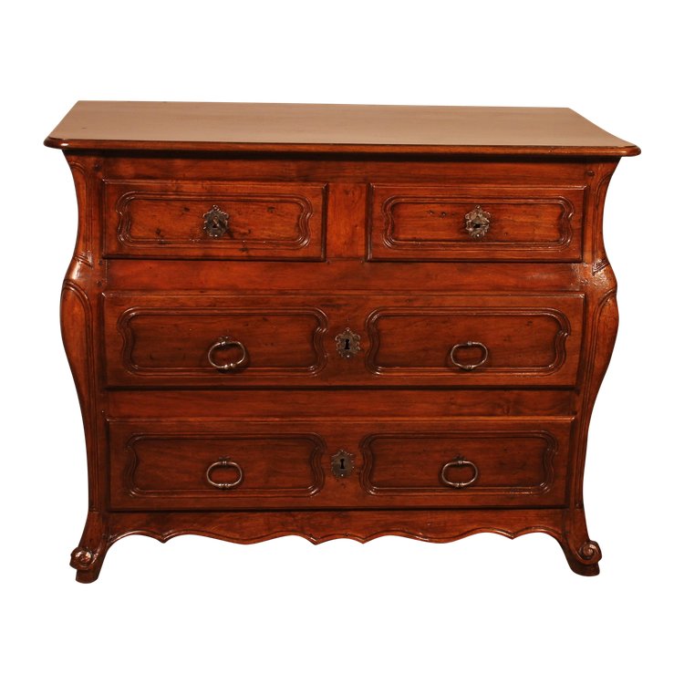 Petite Commode Tombeau En Noyer- 18° Siècle