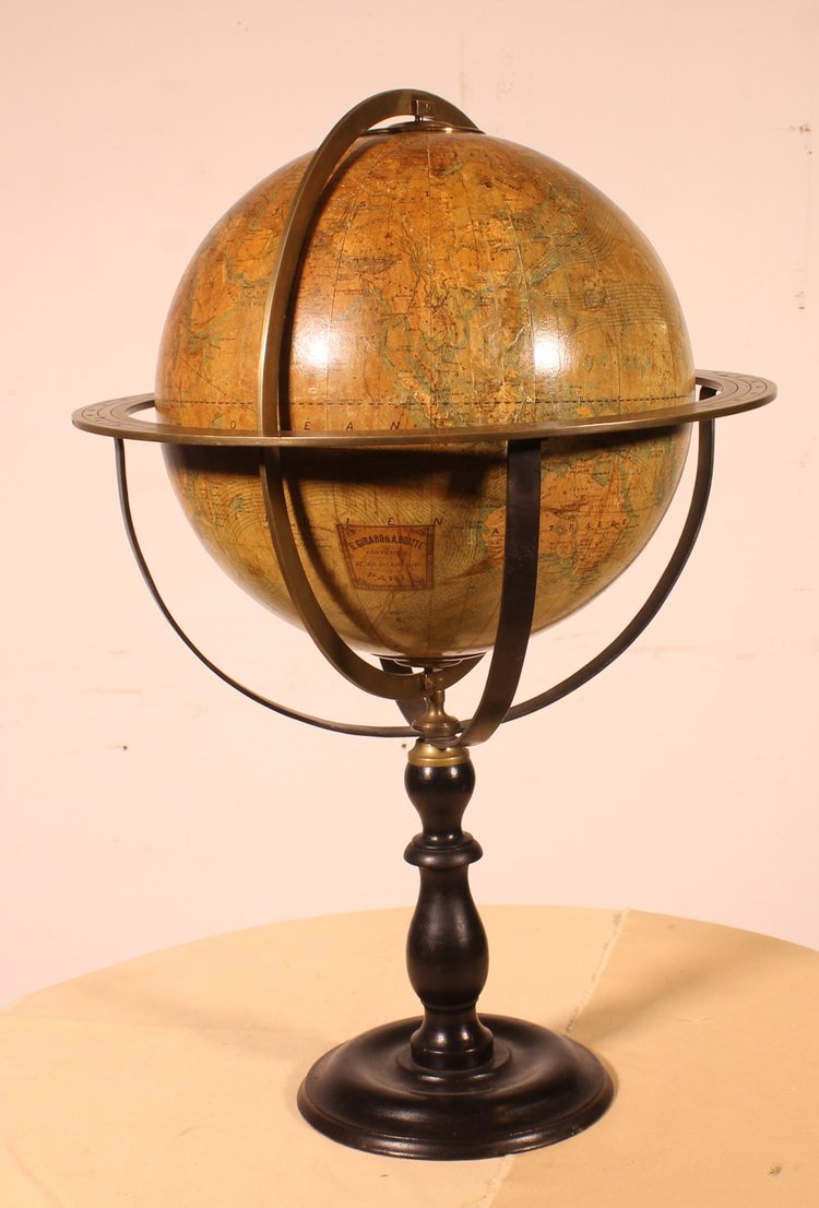 Terrestrial Globe By E. Girard And Boite Paris - 19th Century