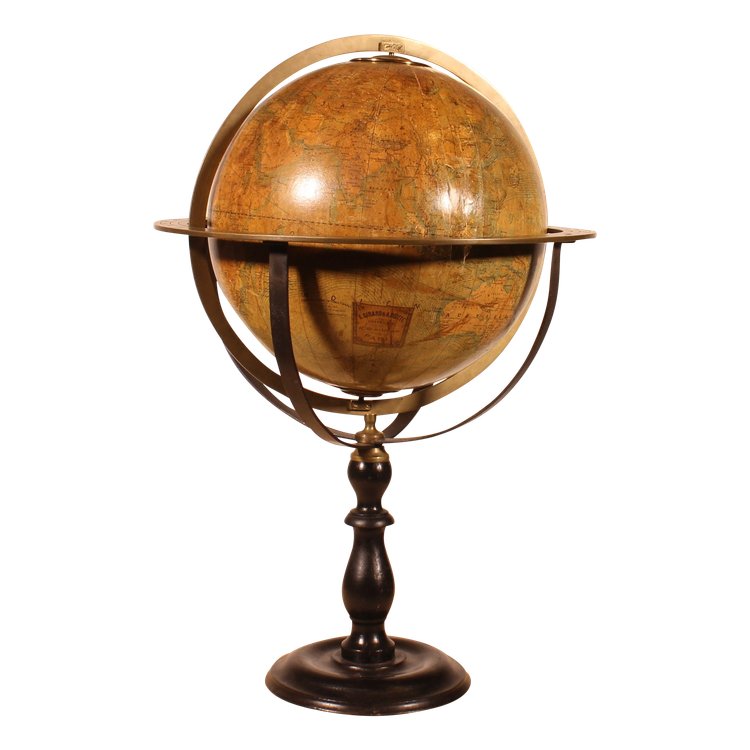 Terrestrial Globe By E. Girard And Boite Paris - 19th Century