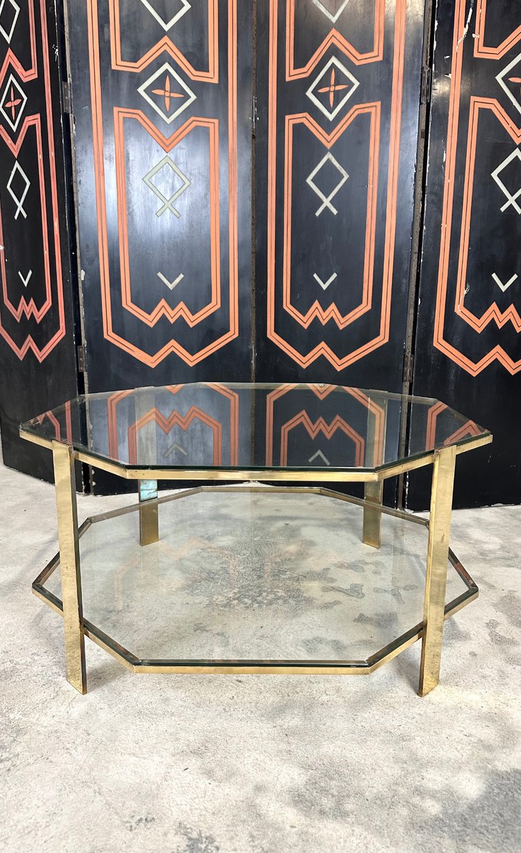 Octagonal bronze coffee table 1960s