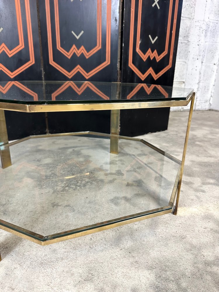 Octagonal bronze coffee table 1960s