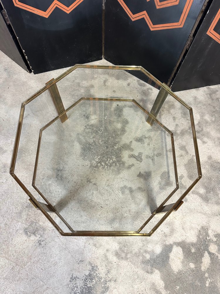 Octagonal bronze coffee table 1960s