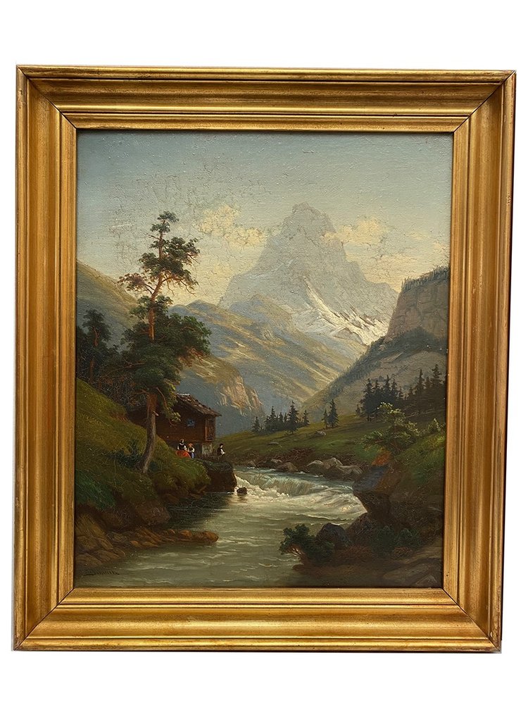 Carl Ludwig Schmitz, Ein Paar Ölgemälde auf Leinwand. Berglandschaften, 19.