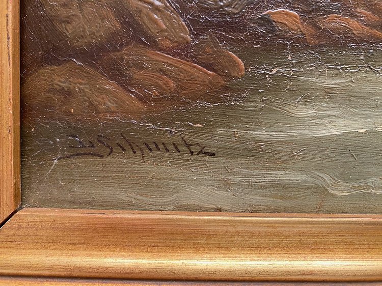 Carl Ludwig Schmitz, Ein Paar Ölgemälde auf Leinwand. Berglandschaften, 19.