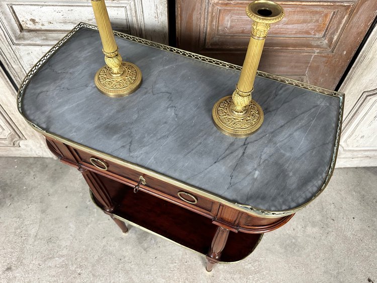 Louis XVI-style console in speckled mahogany