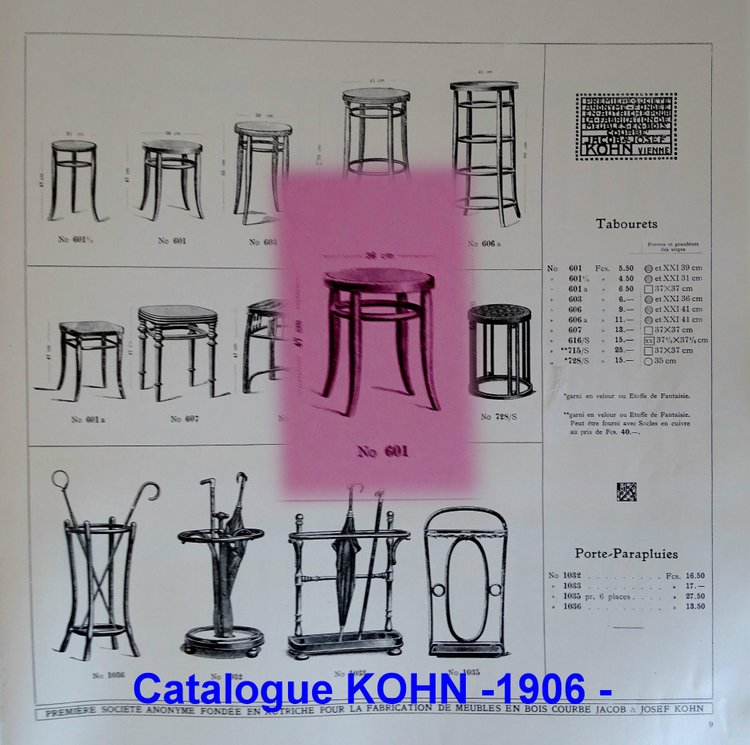 Tabouret bois -courbé de 1905 J&J KOHN , no Thonet