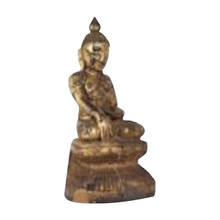 Buddha aus vergoldetem Holz, Burma, Shan-Staat