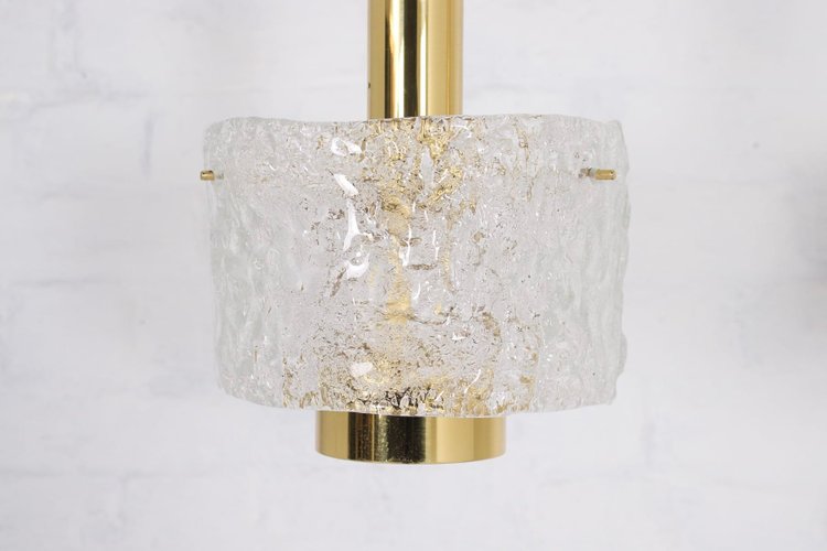 Hanging lamps in brass and Murano Ice Glass