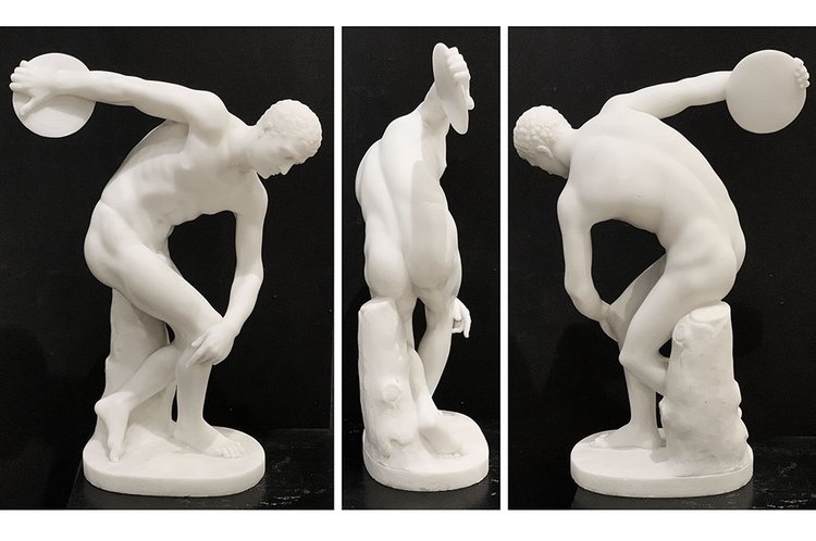 Carrara marble, 51 cm, signed Joseph Frugoni 1897/1923, Le Discobole d'après l'Antique