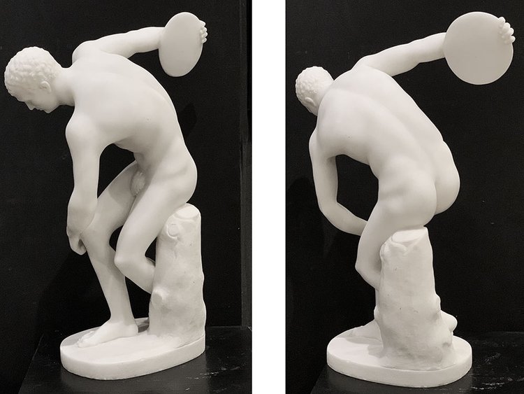 Carrara marble, 51 cm, signed Joseph Frugoni 1897/1923, Le Discobole d'après l'Antique