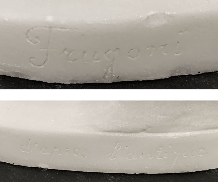 Carrara marble, 51 cm, signed Joseph Frugoni 1897/1923, Le Discobole d'après l'Antique