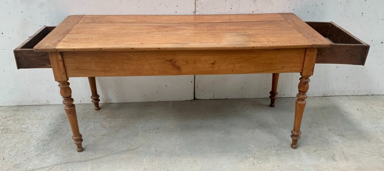 19th century farm table in solid cherrywood