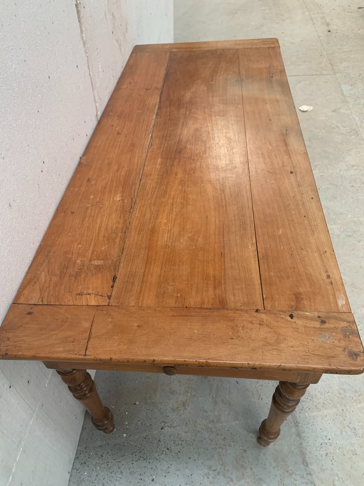 19th century farm table in solid cherrywood