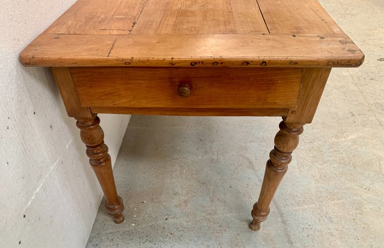 19th century farm table in solid cherrywood