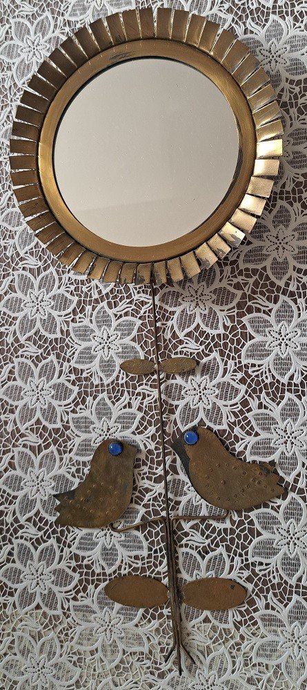 Antique copper mirror by French designer Jean Vinay