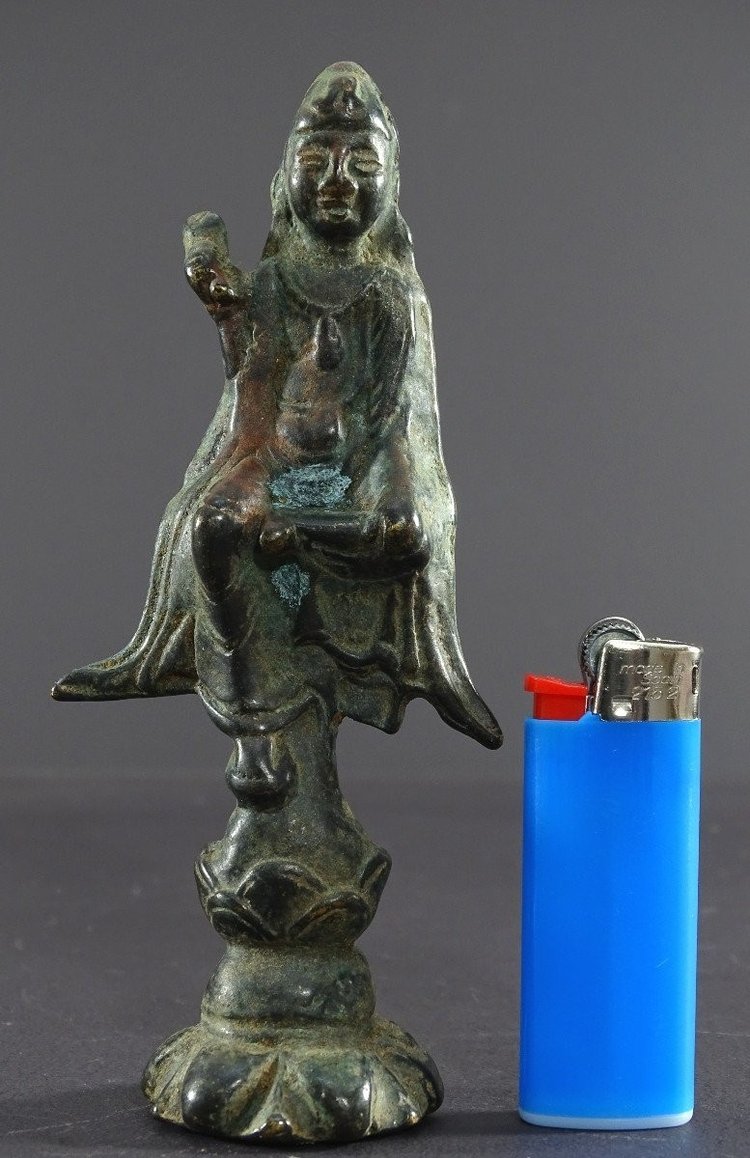 China, Späte Yuan-Dynastie, Beginn. Ming-Dynastie, 14. bis 15. Jahrhundert, Bronzestatue von Kwan Yin.