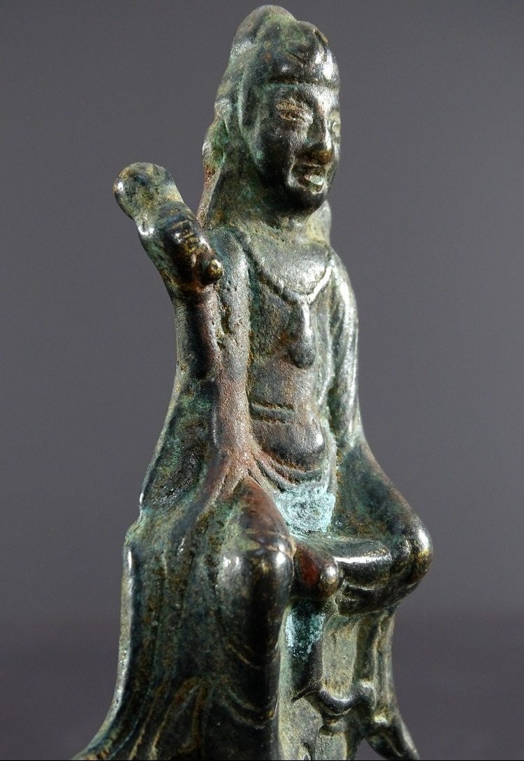 China, Späte Yuan-Dynastie, Beginn. Ming-Dynastie, 14. bis 15. Jahrhundert, Bronzestatue von Kwan Yin.