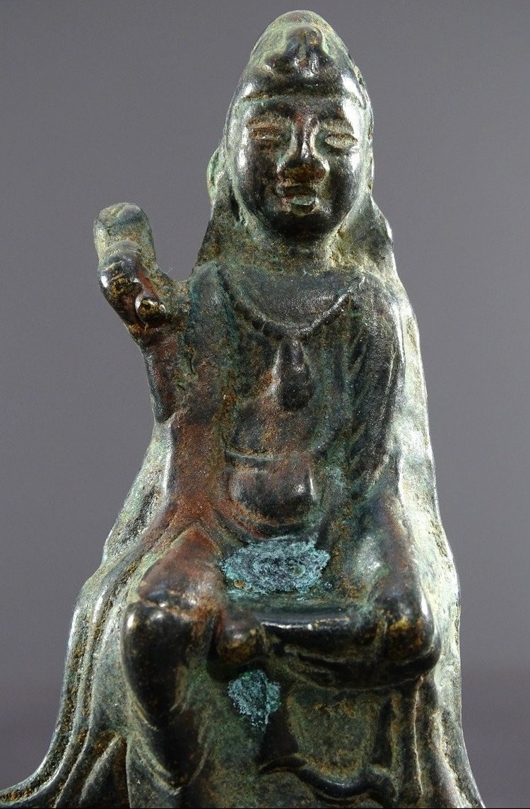 China, Späte Yuan-Dynastie, Beginn. Ming-Dynastie, 14. bis 15. Jahrhundert, Bronzestatue von Kwan Yin.