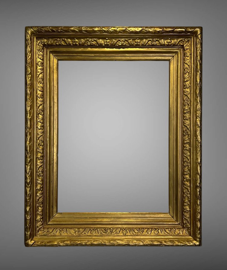 CADRE ANCIEN EN BOIS ET STUC DORÉ POUR PEINTURE 49 cm x 36,5 cm