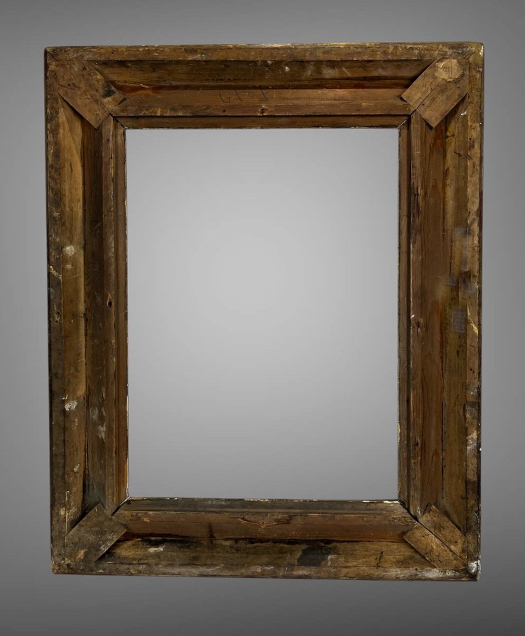 CADRE ANCIEN EN BOIS ET STUC DORÉ POUR PEINTURE 49 cm x 36,5 cm