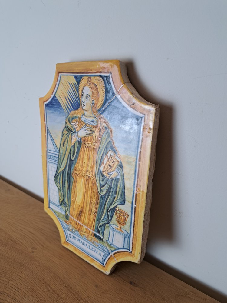 Sainte Marie Madeleine , Majolique Italienne , Plaque De Dévotion , XVII°/xviii°. 